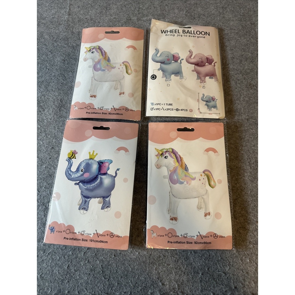 4 Pcs Walking Animal Balloon With Wheels Foil Balloon For Kids Party